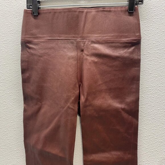 NEW SPRWMN Women's High-Waisted Leather Ankle Leggings Brown Size 29 x 28 - Picture 11 of 12